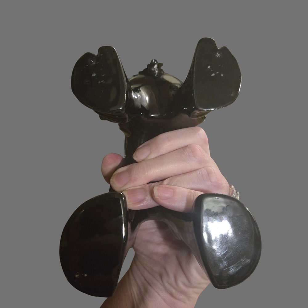 Vtg Royal Haeger Mid Century Modern Black Gloss Ceramic Ibex Ram bookend MCM set - Picture 9 of 11